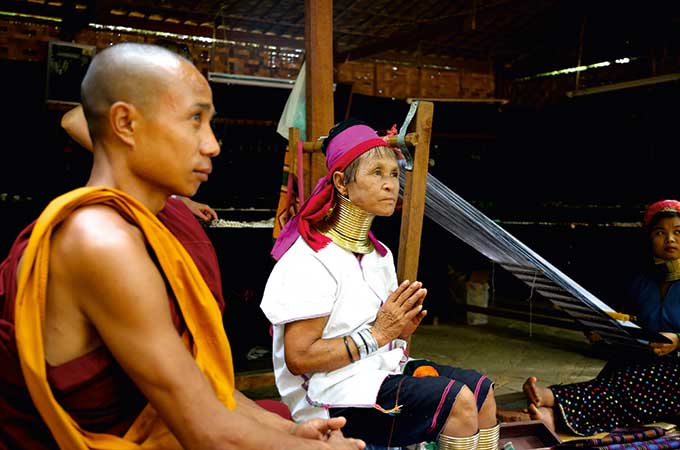 A Kayan woman with traditional neck embellishments