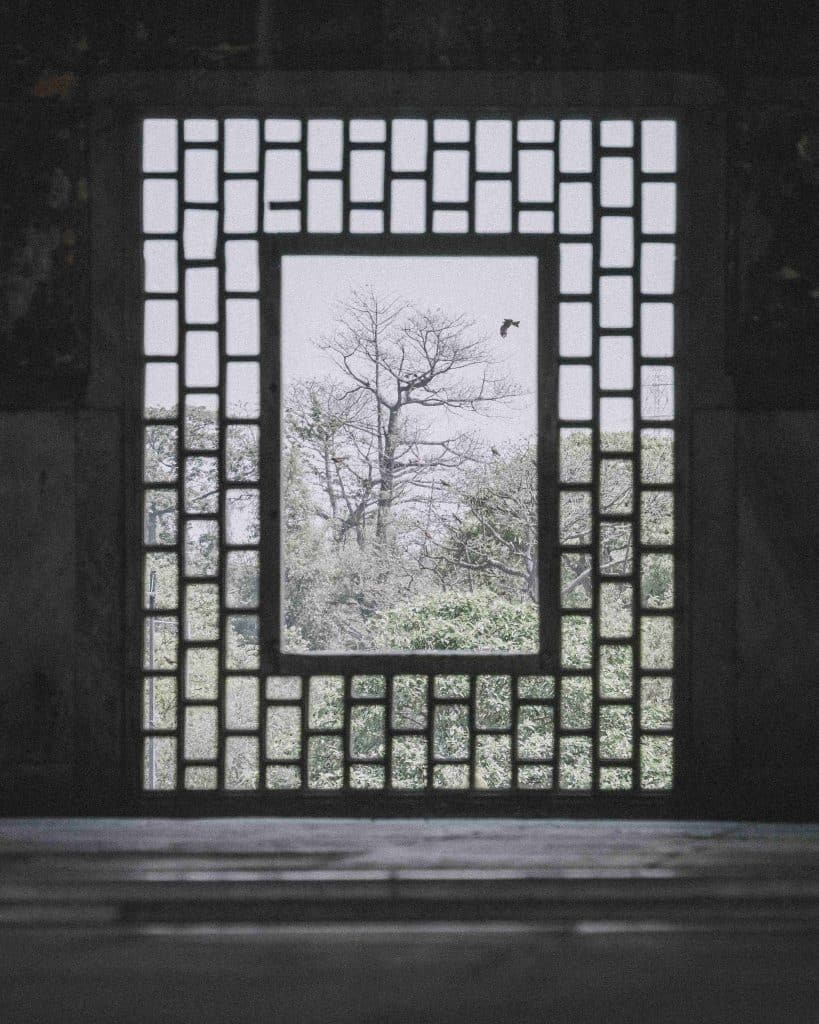 Red Fort Dehli - open window with views of the trees and greeneries outdoors