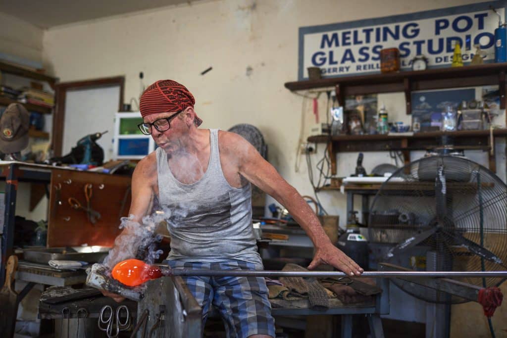 Get fired up wth hot glass artist Gerry Reilly photo Tim Campbell