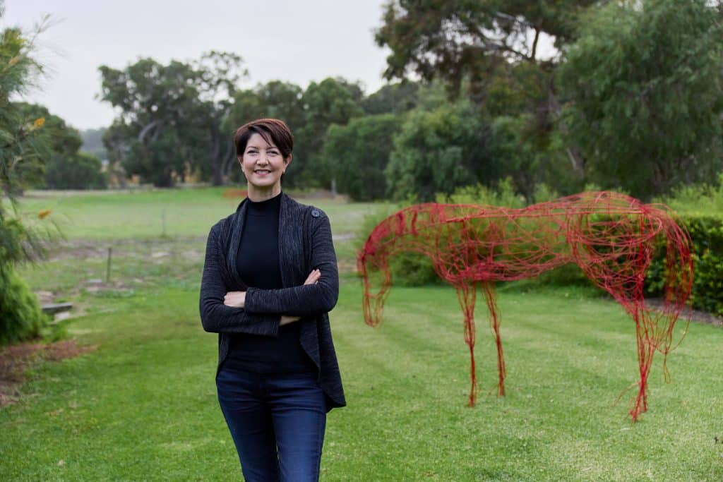 Lauren Wilhelm outside her farm studio in North Jindong for the Margaret River Region Open Studios