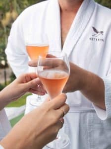 Couple drinking champagne Netanya Noosa