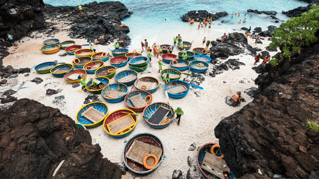 Hoi An - Vietnam - Coconut Basket Boats at the shote