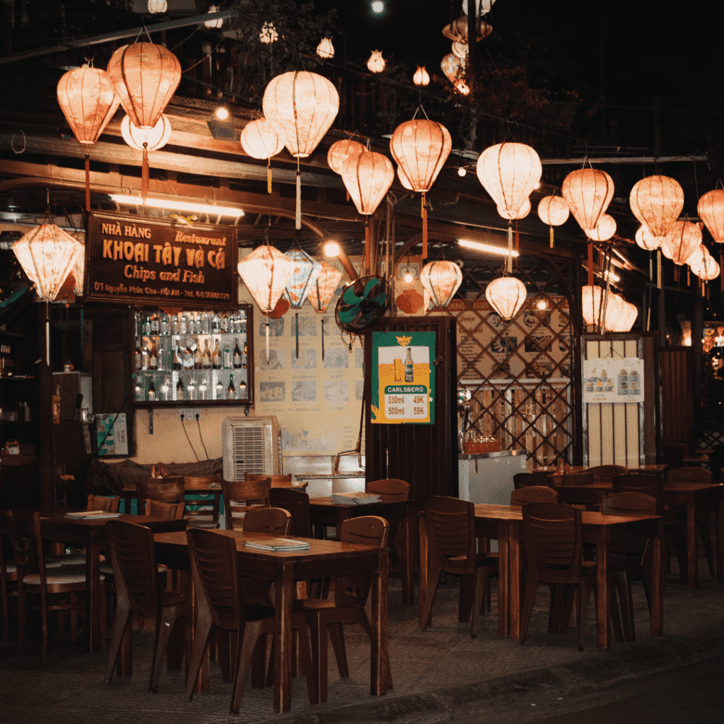 Hoi An - Vietnam - local Vietnamese restaurant at night by Tanya Joslin