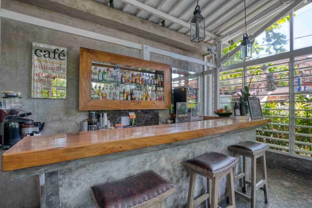 Sanur Restaurants - The Glass House - Bali - interior - bar seating area