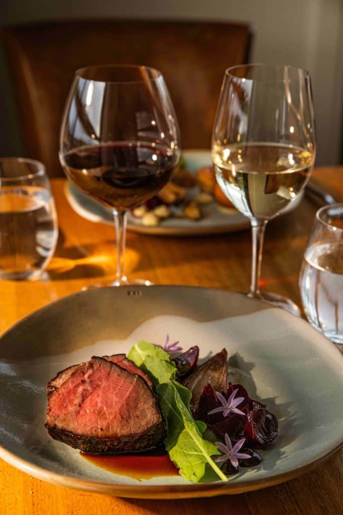 Beechmont Estate Queensland - steak food plating with wine